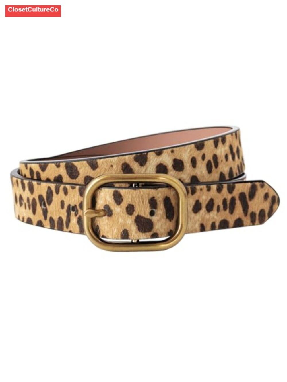 Leopard Print Belt for Women Faux Leather Waist Belt Vintage Pin Buckle